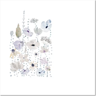 grey blue purple flowers Posters and Art